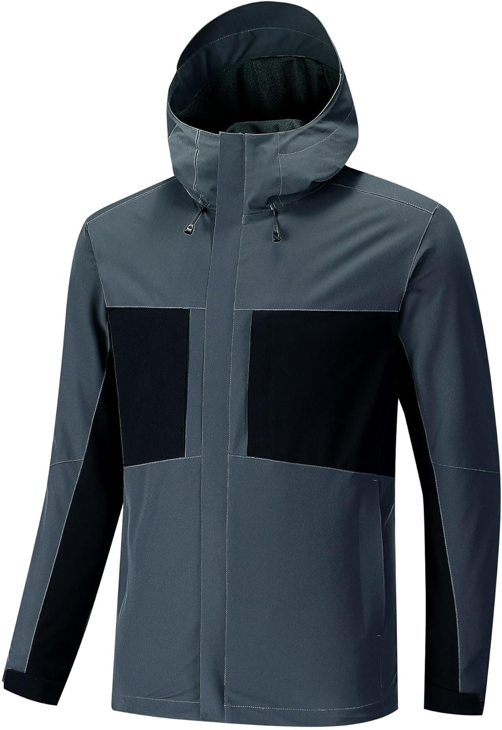 Men's Hooded Raincoat Waterproof Windbreaker Men's Adjustable Lightweight Folding Jacket