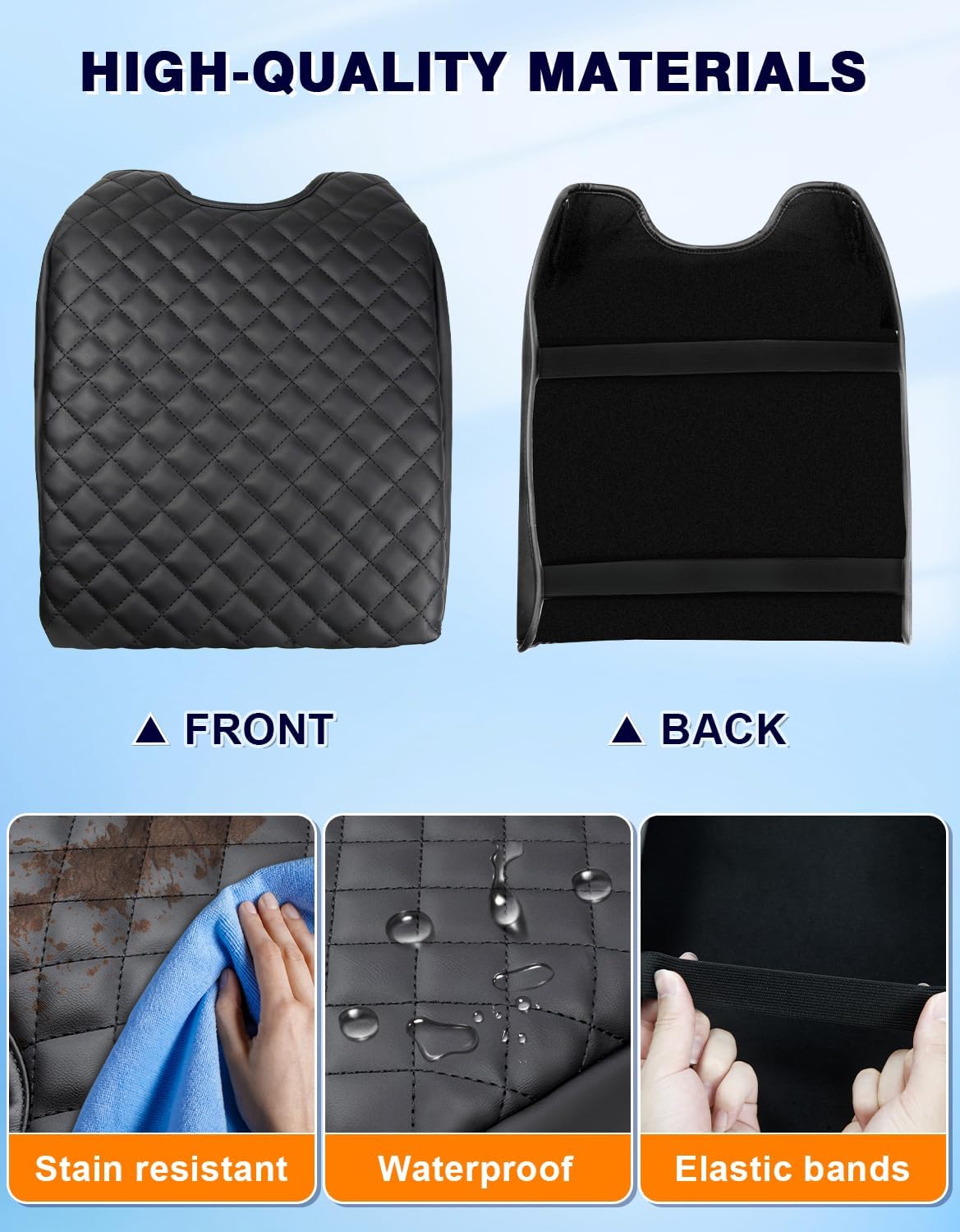 Center Console Cover Fits Ford F150 2015-2020, F250 F350 F450 2017-2022 and Expedition 2018-2024 Leather Armrest Box Protective Cover Arm Rest Box Lid Middle Console Cover Accessories Bucket Seat Only