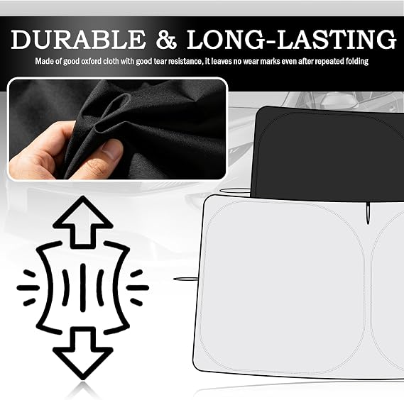 Car Windshield Sun Shade,Foldable Windshield Cover Sun Shade Compatible with Tesla 2017-2026 Model 3/Y,Oxford Cloth Car Sunshades for Windshields for Blocking Sunlight with Storage Bag