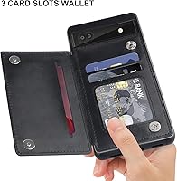 Vista 2 de Bizzib para Google Pixel 6A Funda de cuero tipo cartera con tarjetero, cubierta tipo libro con pata de pie, cierre magnético, funda protectora a