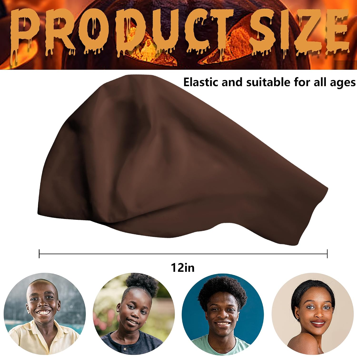 Iceyyyy 1 Pack Dark Brown Bald Cap,Elastic Halloween Bald Caps Brown Skin with 2 Hairnets,Black Latex Fake Wig Cap for Halloween Makeup Costume Theatre and Cosplay Party