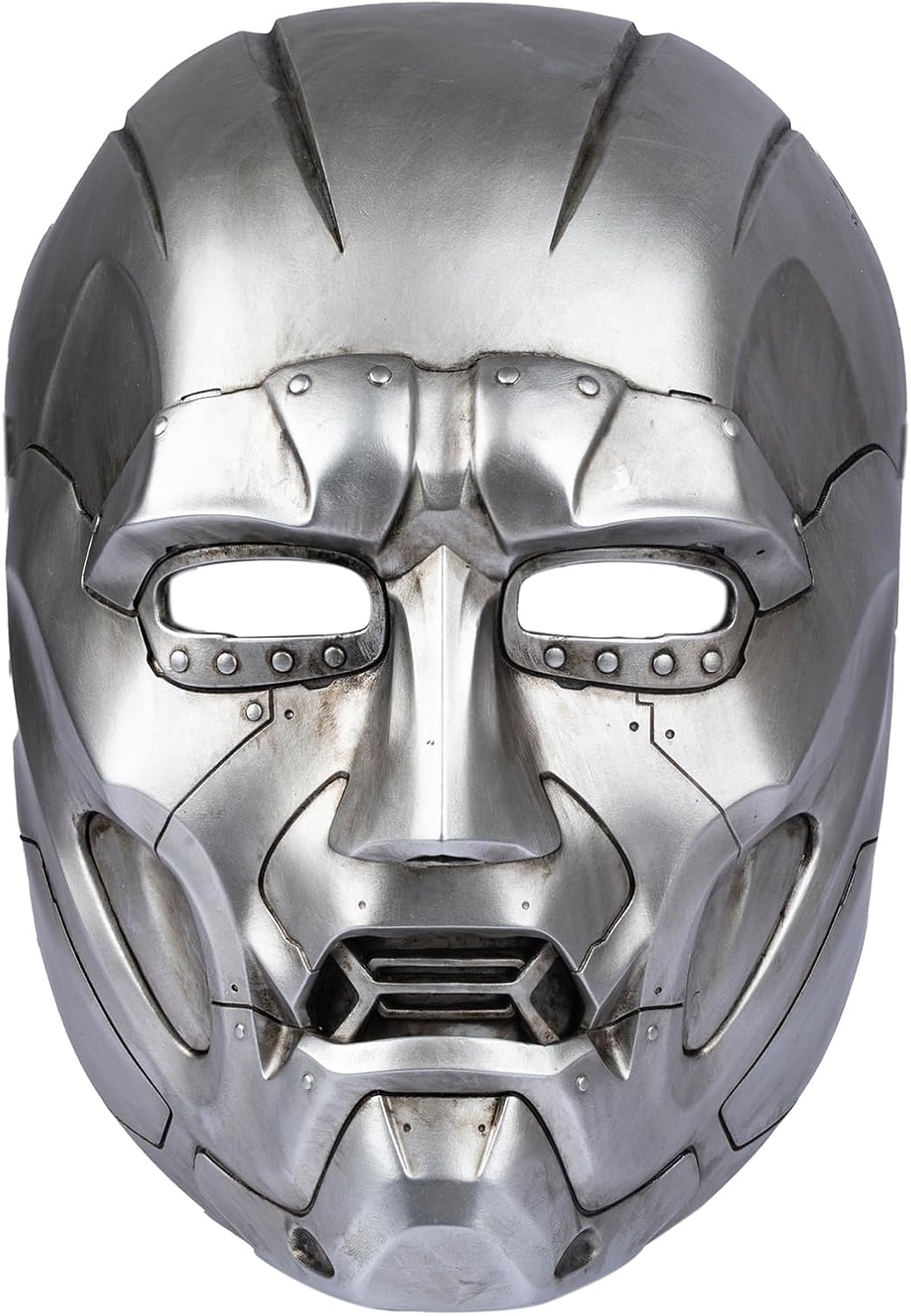 Classic Halloween Cosplay Mask with Adjustable Elastic Band | Silver Resin Villain Full-Face Wearable Helmet Mask for Adults, Ideal for Cosplay Costume Props, Collectibles