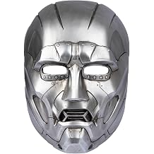 Classic Halloween Cosplay Mask with Adjustable Elastic Band | Silver Resin Villain Full-Face Wearable Helmet Mask for Adults, Ideal for Cosplay Costume Props, Collectibles