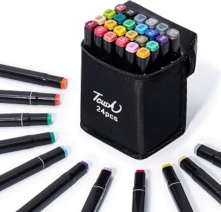 24 Colors Alcohol Markers - Dual Tip Permanent Art Markers Set for Coloring Drawing Painting, Fine and Chisel Tip Alcohol Based Pens with Storage Case for Adult Artists