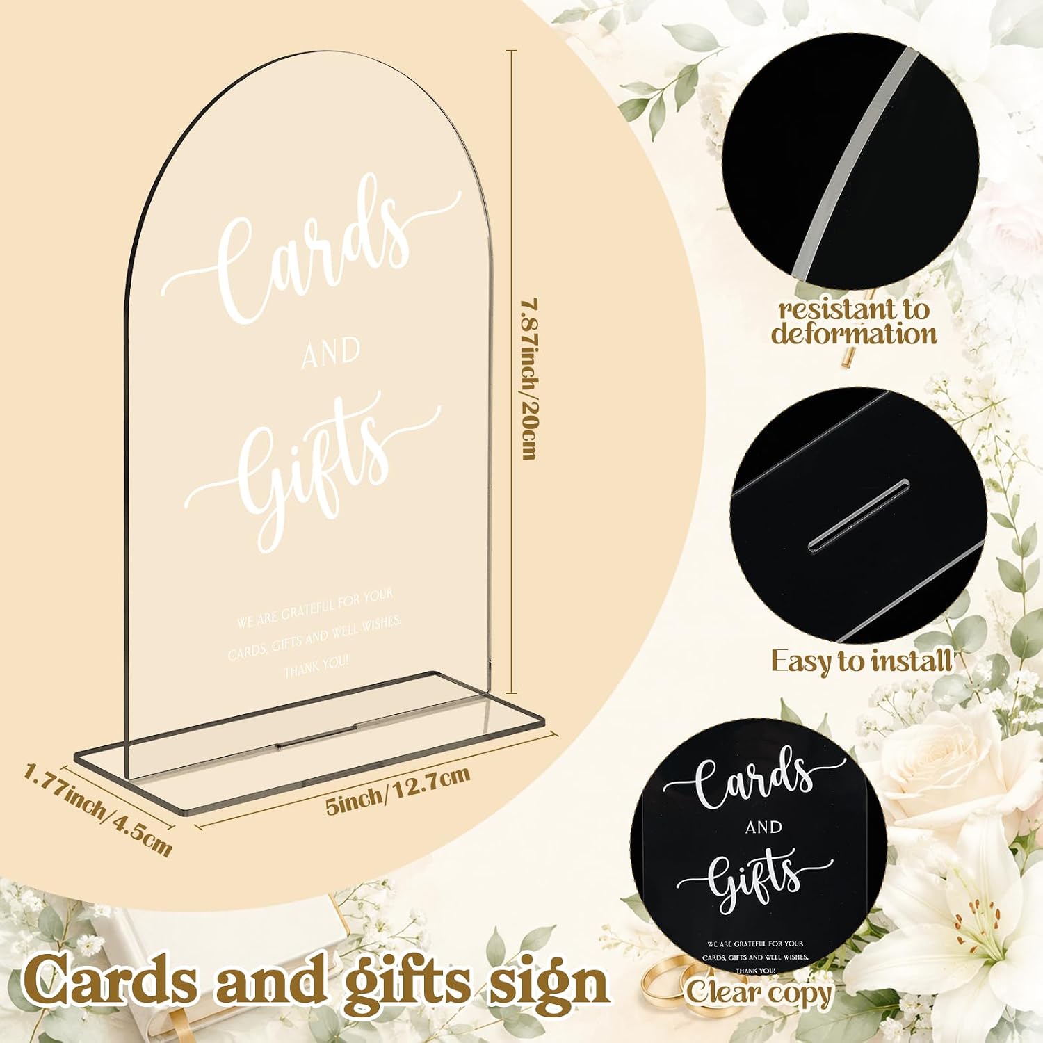 Wesiti White Wedding Card Box for Reception Acrylic Cards and Gifts Sign Envelope Box Acrylic Wedding Sign for Birthday, Baby or Bride, Graduation Decorations