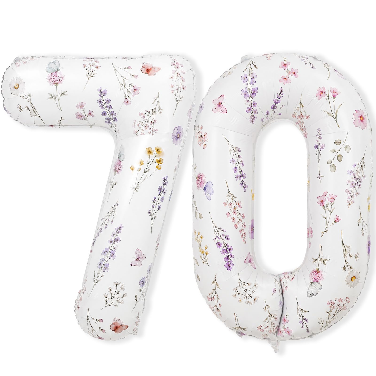 Flower Number 70 Balloons for Wildflower Theme 70th Birthday Party Decor