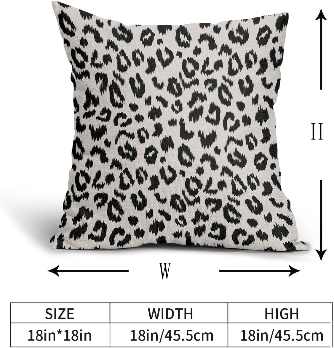 Sweetshow Leopard Pillow Covers 18x18 Inch Black and White Cheetah Pillow Animal Print Decorative Pillow Case Linen Square Cushion Covers for Home Sofa Couch Bedroom Livingroom Patio (Pack of 2) - Image 5