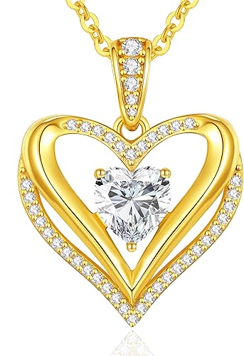 Collares con dije de corazón de amor infinito de moissanita para mujer, 1-3 quilates, plata de ley 925 chapada en oro de 18 quilates, grabado con "I