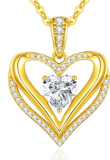 CDE 18K Gold Plated Moissanite Infinity Necklace Engraved I LOVE YOU | S925 Silver Heart 1-3CT Moissanite Pendant,Non Tarnish,Hypoallergenic,Anniversary Birthday Gifts for Women Wife Girlfriend