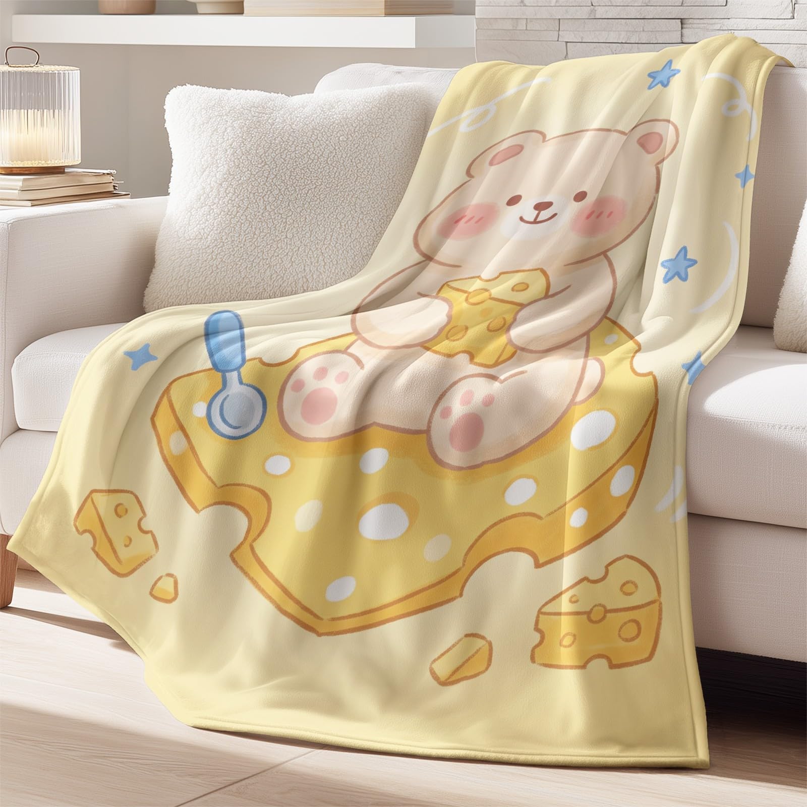 Cute Food Cartoon Lekki koc 180 x 220 cm Flanelowy polar narzuta