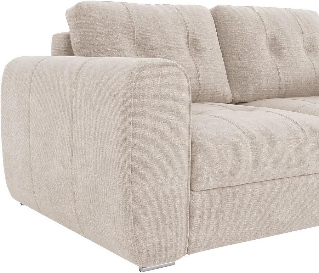 Close-up of the beige polyester fabric of the BOLIPO sofa