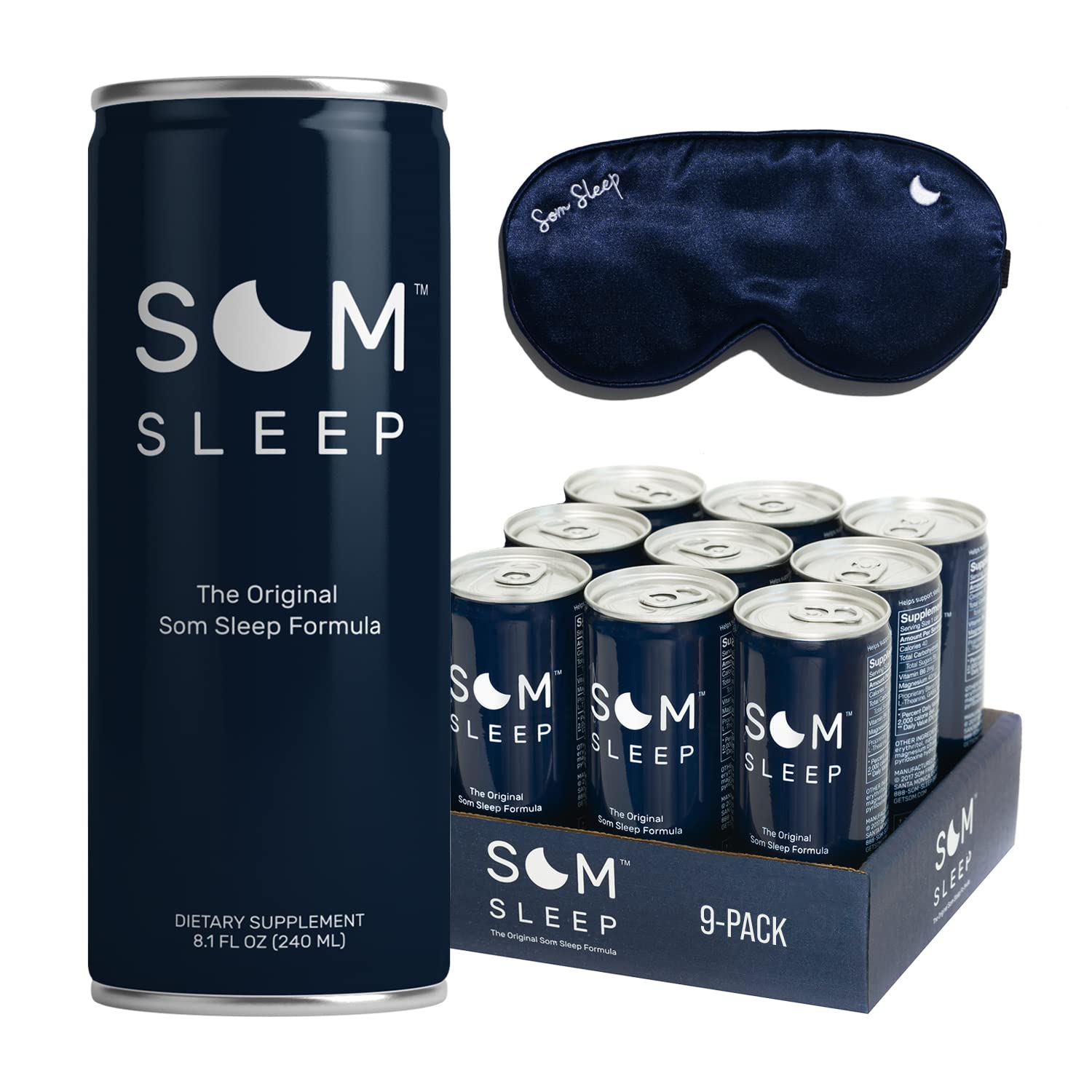 Som Sleep, Ultimate Nighttime Set – Sleep Mask & Functional Sleep Drink Original Berry - 9-Pack