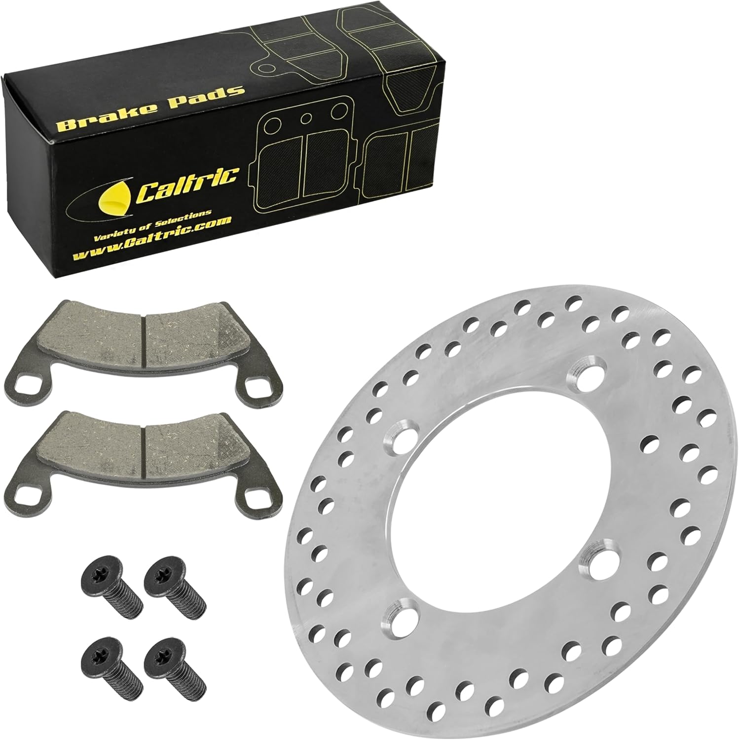 Caltric Brake Disc with Pads Compatible with Polaris Ranger Diesel HD 2022-2024 / RZR 4 900 2018 / RZR S4 1000 EPS 2019-2021 Front Left Right