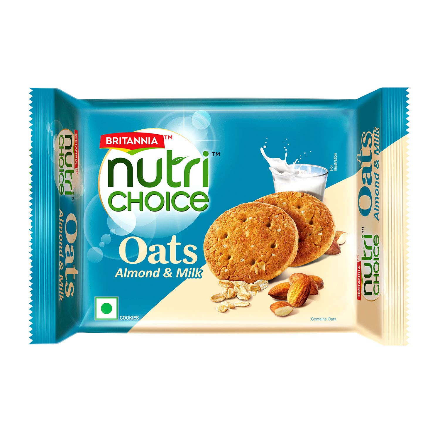 Britannia NutriChoice Oats Milk Almond Cookies Pouch, 150 g