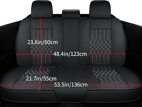Miniatura 7 de Sanwom Juego completo de fundas de cuero para asiento de automóvil, fundas universales para asiento de vehículo, fundas impermeables para la mayoría