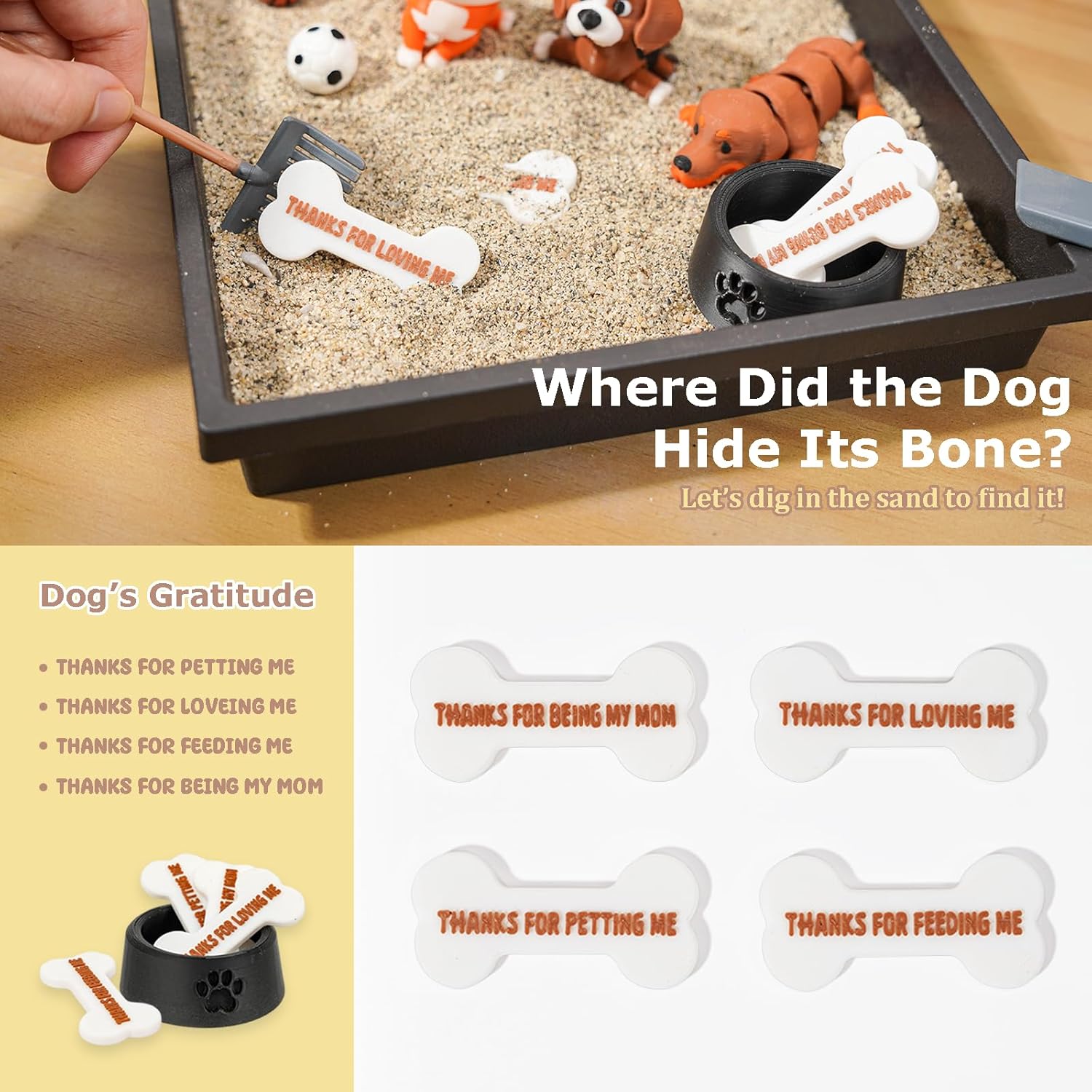 Tian Zhun Dog Gifts for Women Adults Dog Lovers Dogs Mom Gifts Mini Zen Garden for Desk Dogs Themed Gift Sand Tray Therapy Kit Sand Included