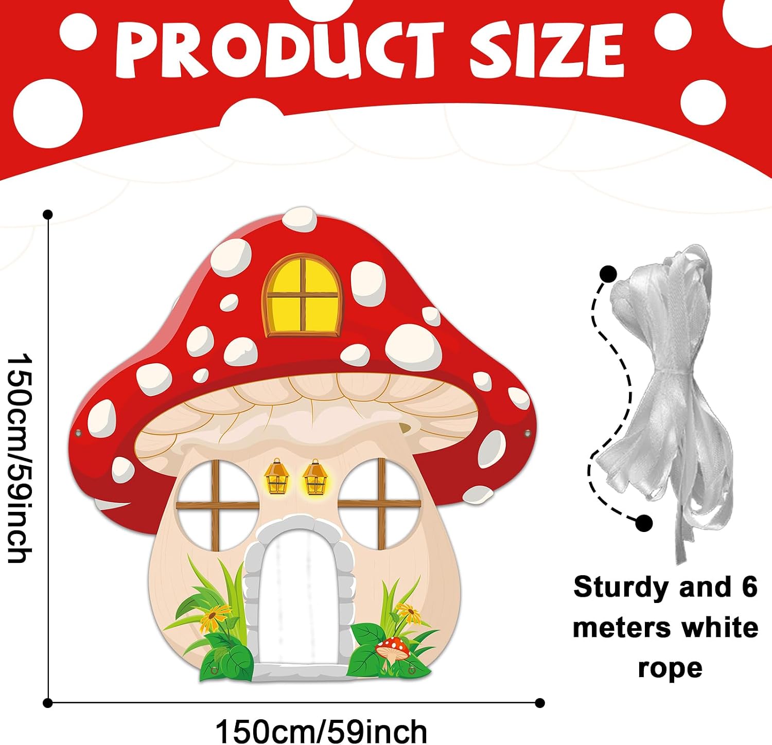 Large Mushroom Shaped Photo Prop Fairy Birthday Party Decoration 59x59 Inch