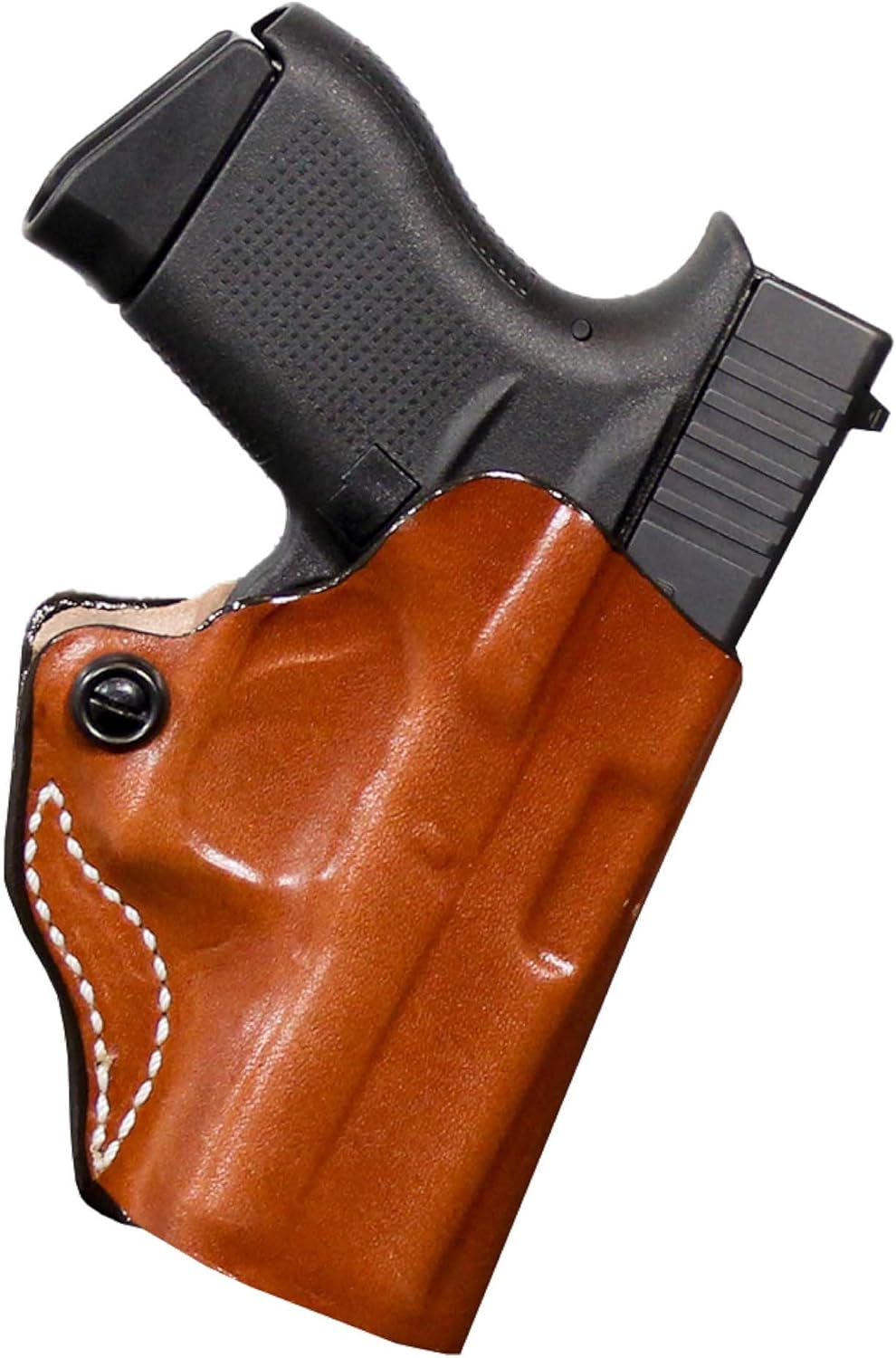 DeSantis Mini Scabbard Gun Holster with Secure Grip, Fits Glock 43 and 43X, Leather Molded Holster, Right-Hand Draw, Unisex, Tan