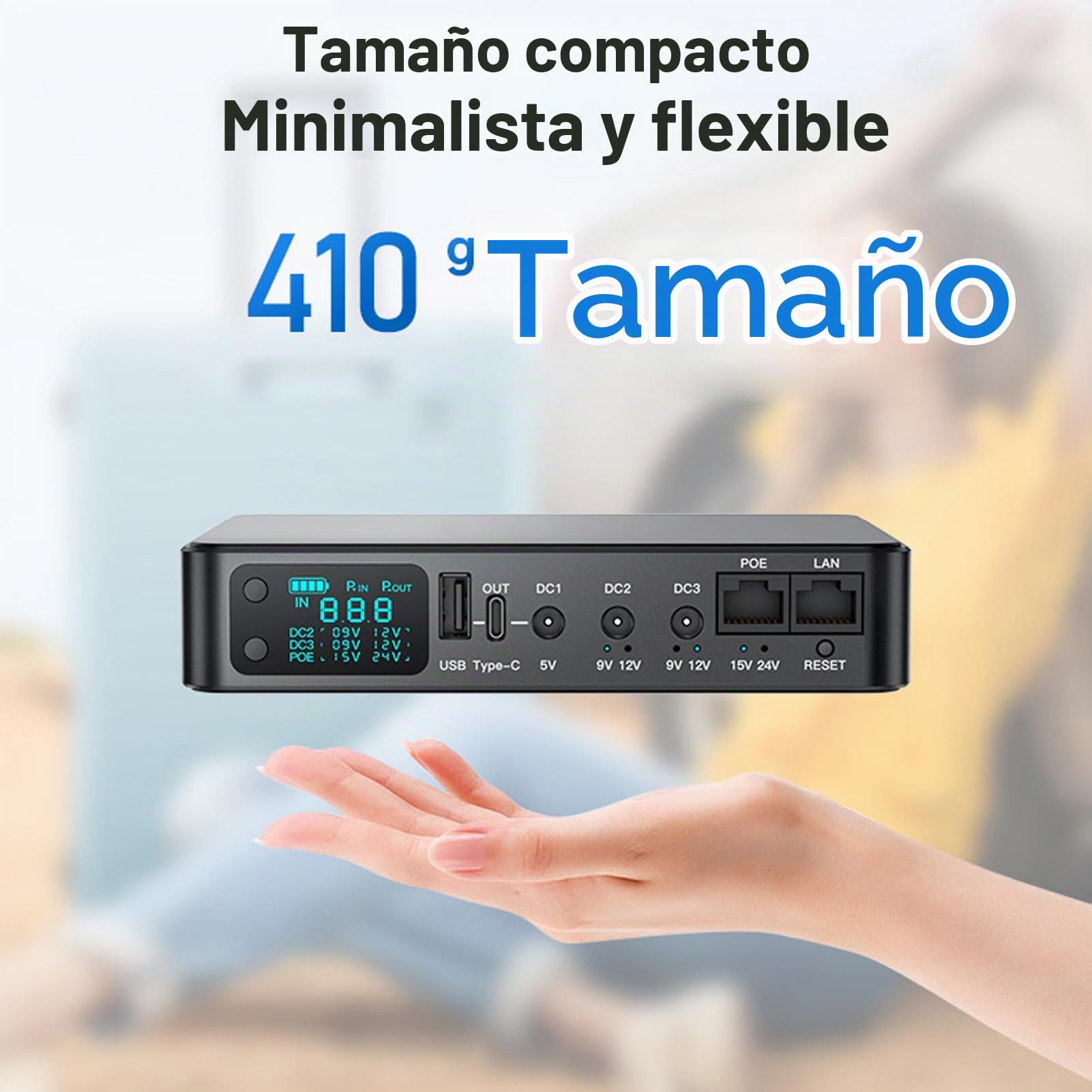 SEAFRONT Fuente de Alimentación de Respaldo de Batería Mini de 18,000 MAh UPS Múltiples Salidas para la Cámara de Seguridad del Enrutador Huella Digital Compatible con Varios Dispositivos (Enchufe
