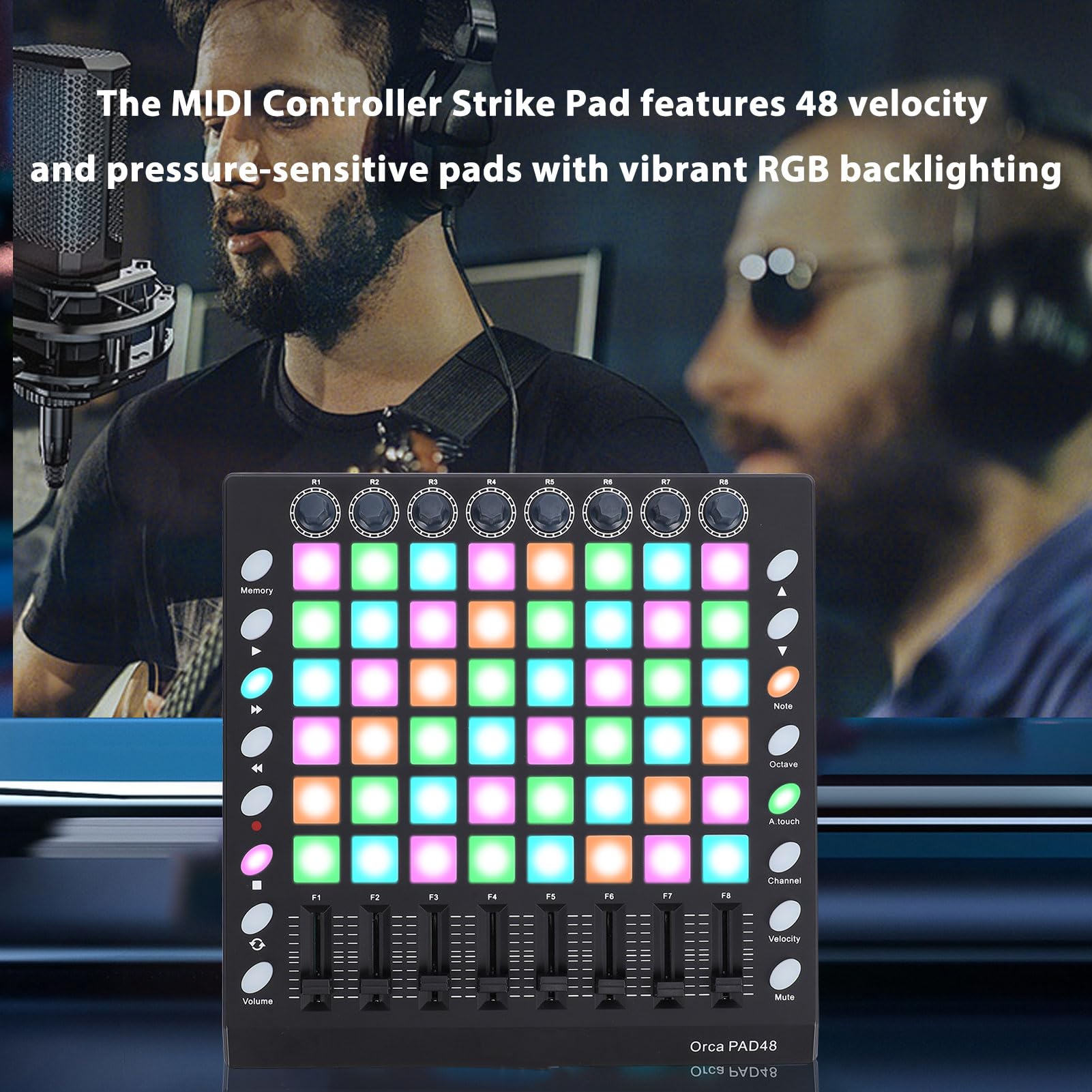Controller MIDI, 48 Pad Sensibili Alla velocità RGB con 8 Manopole e Fader Assegnabili, per Principianti della Produzione Musicale