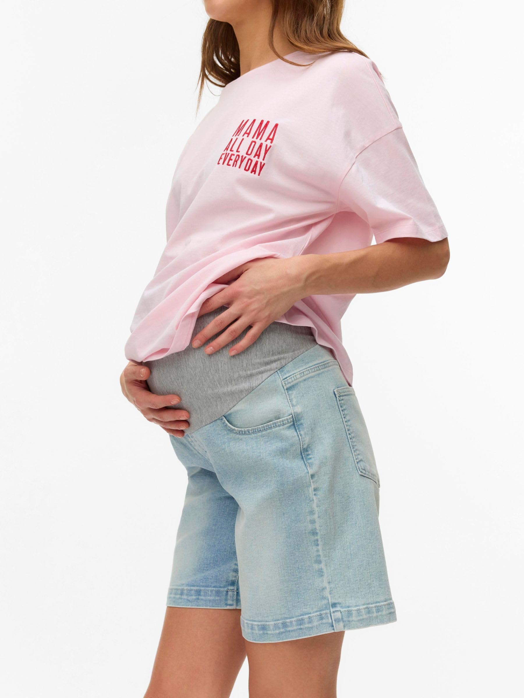 MAMALICIOUS Mama Licious damskie szorty dżinsowe Slim Fit Mid Rise Shorts