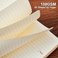 Vista 6 de Cuaderno con renglones para el trabajo, tapa dura, 7.2 x 9.6 pulgadas, diarios de piel B5, 160 páginas, papel grueso de 100 GSM, color caqui