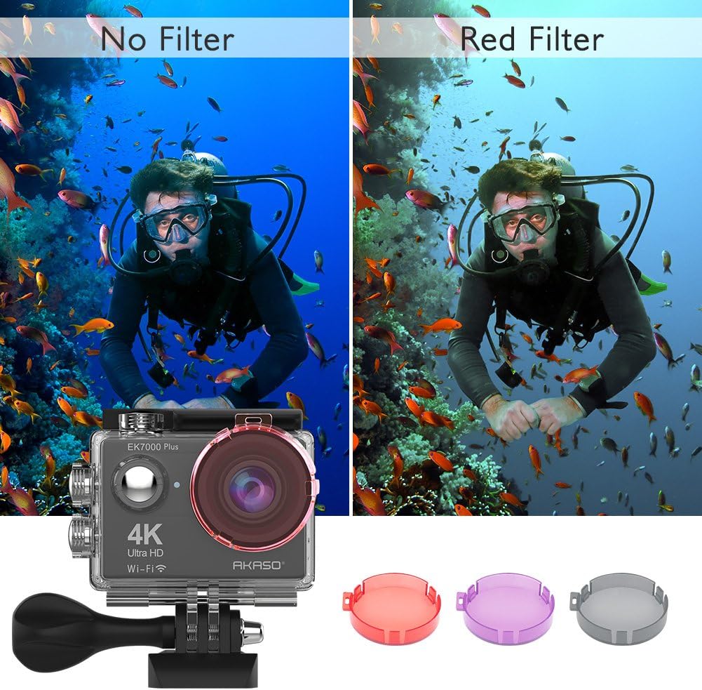 AKASO EK7000 Plus 4K 16MP WiFi Action Camera Adjustable View Angle 30M Waterproof Camera Remote Control Sports Camera with Helmet Accessories Kit and Filters