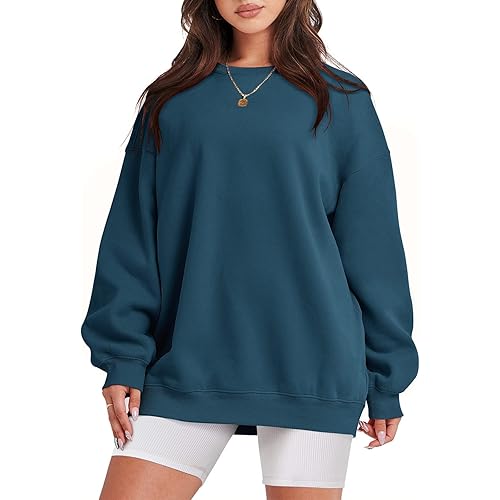 ANRABESS Oversized Sweatshirt for Women Fleece Long Sleeve Crewneck Casual Pullover Top Fall 2023 Trendy Clothes