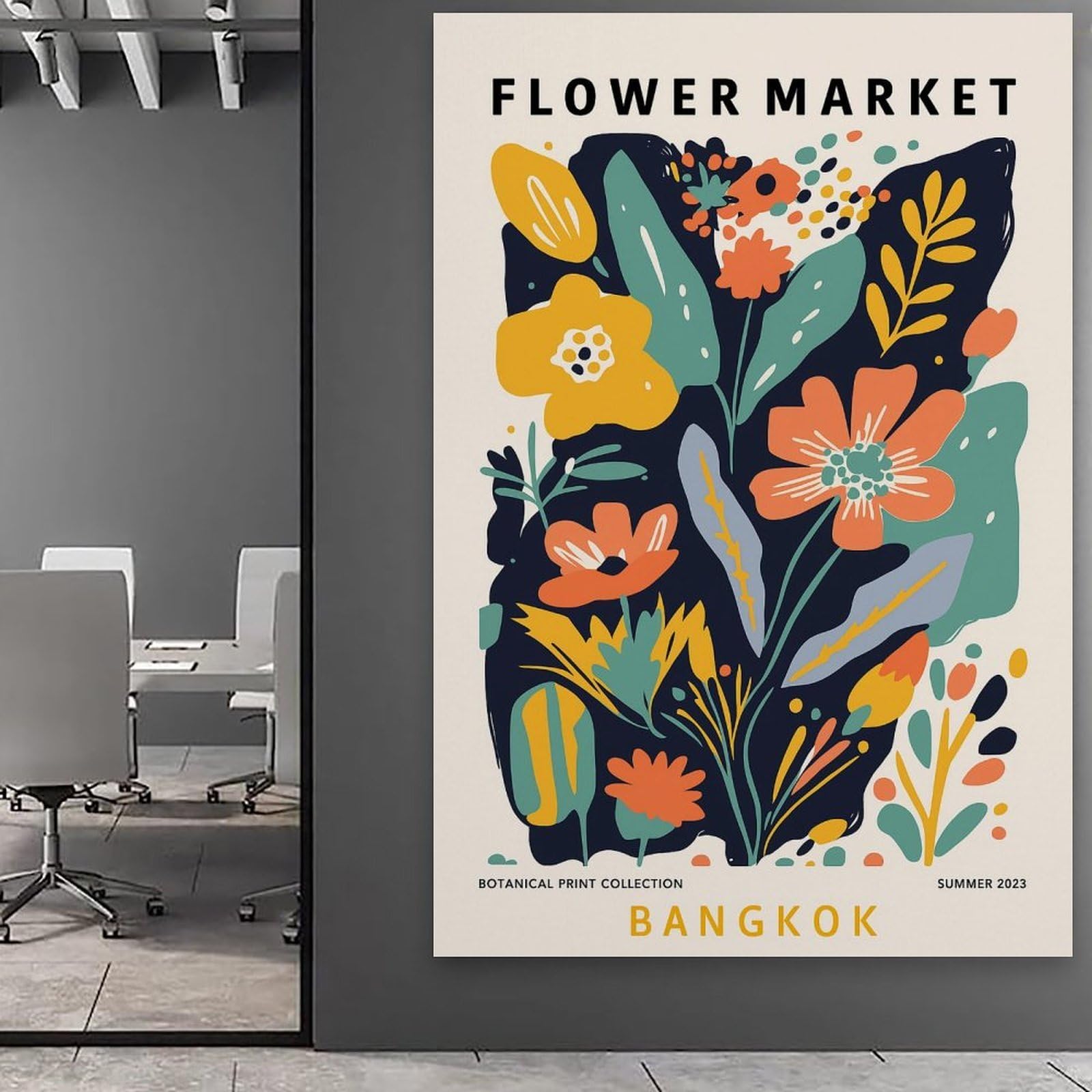 Póster botánico abstracto floral impreso en lienzo, arte moderno y contemporáneo, exquisita decoración del hogar para apartamento, oficina, lienzo de pared, decoración artística moderna para el hogar