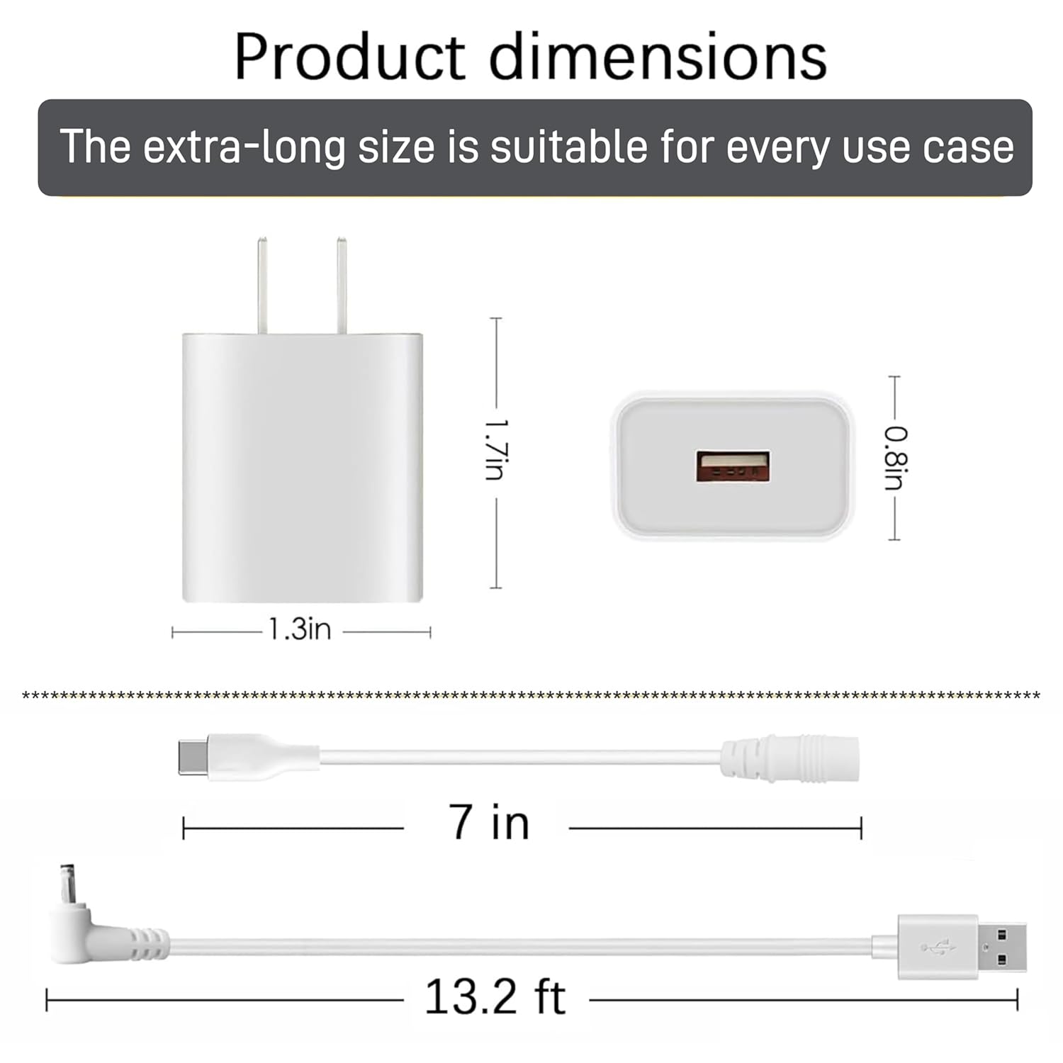 2-Pack Power Adapter Charger Cable Compatible with Ring Stick Up Cam Battery/Plug-in 3rd Gen/2nd Gen & Ring Pan Tilt Stick Up Camera, Indoor/Outdoor Weatherproof Power Cord (4m/13.2ft)