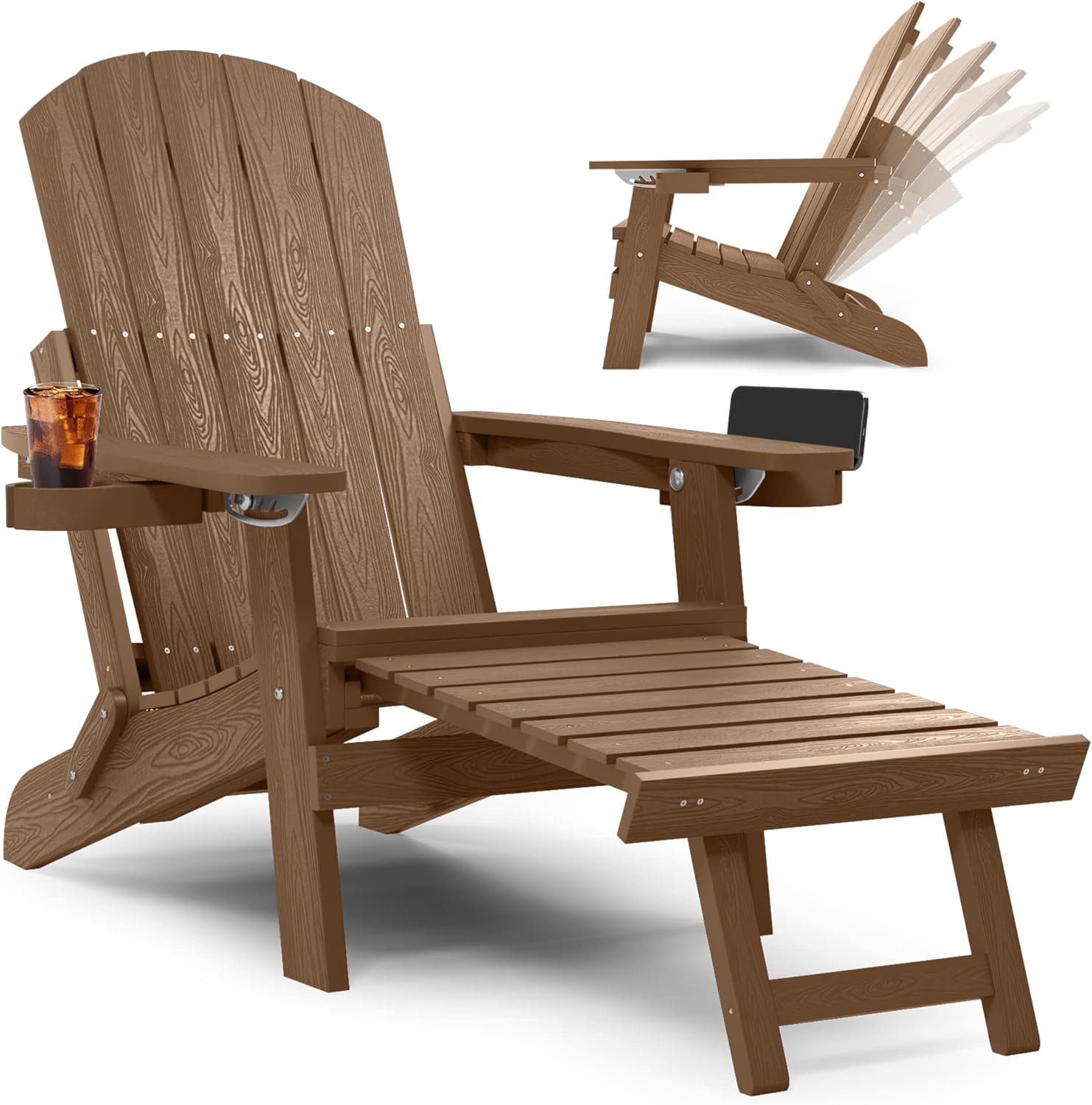 YEFU Folding Adirondack Chair Adjustable Backrest