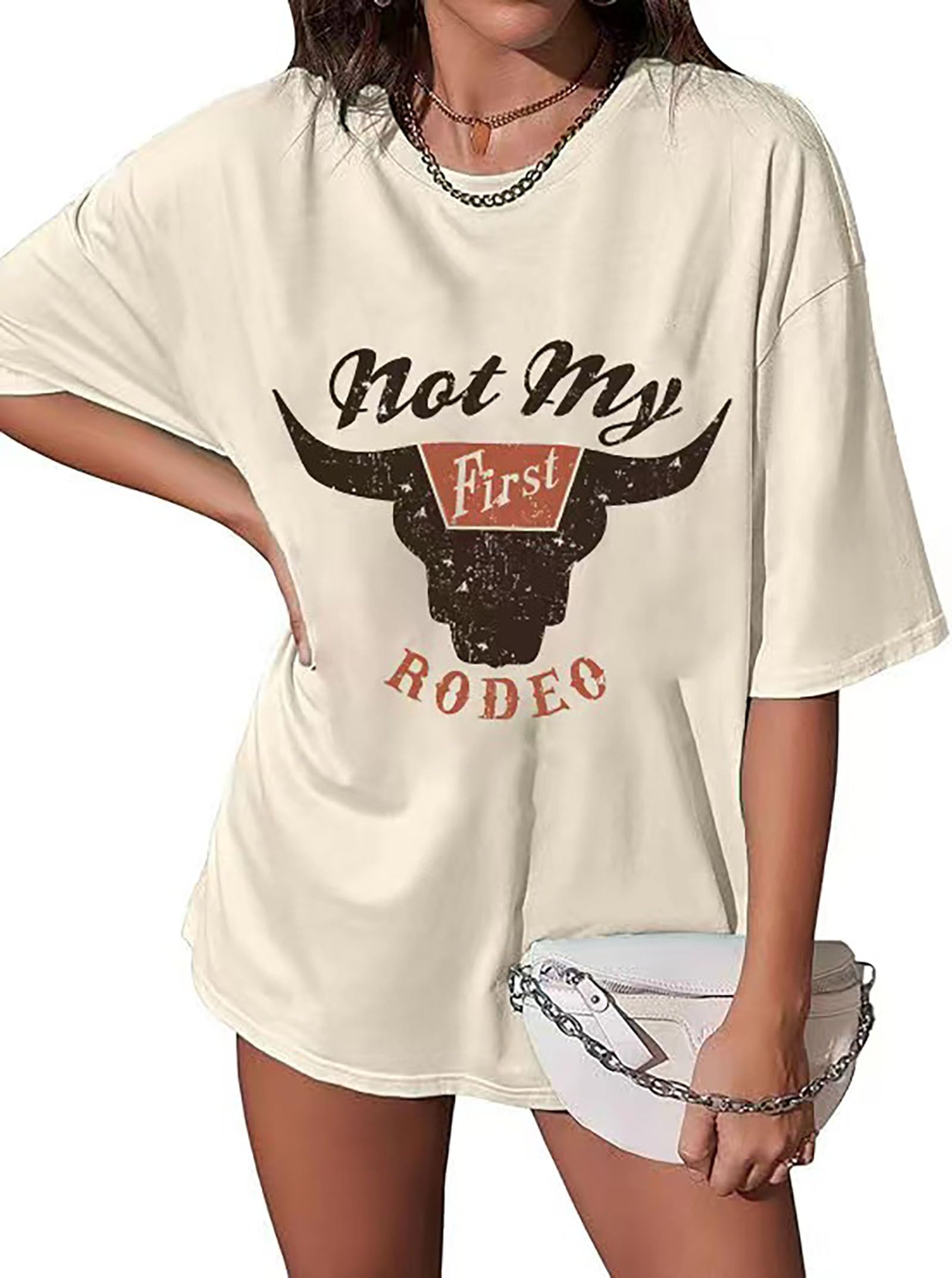 Wild Soul T-Shirt Women Vintage Western Bleached Tee Tops Boho Cow Skull Rodeo Shirt Western Cowgirls Casual Shirt Tops