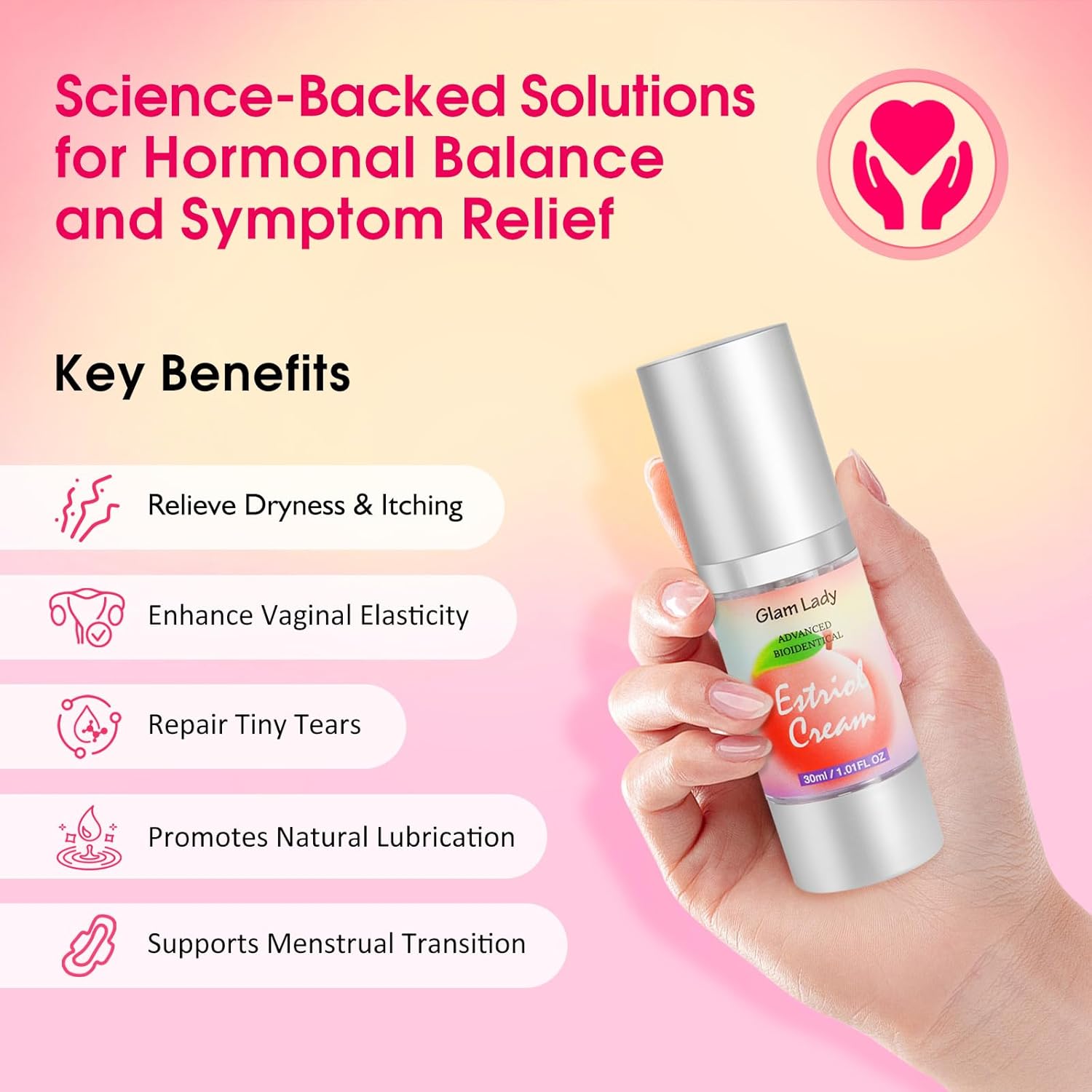 Natural Bioidentical Estriol Cream for Women Menopause Relief Silky Estrogen Cream for Vaginal Dryness 1oz 2 Month Supply