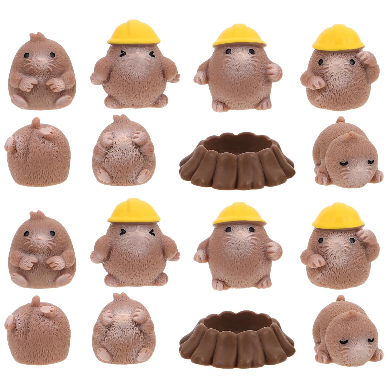 VICASKY 24pcs Mini Resin Mole Figurines for DIY Gardening and Home Decor Cute Tiny Animal Ornaments for Office Desk Family Interaction and Creative Micro Landscape Accessories