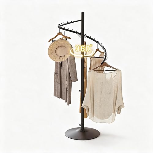 HKaikzo Freestanding 360° Rotating Clothing Rack, Height Adjustable Heavy Duty