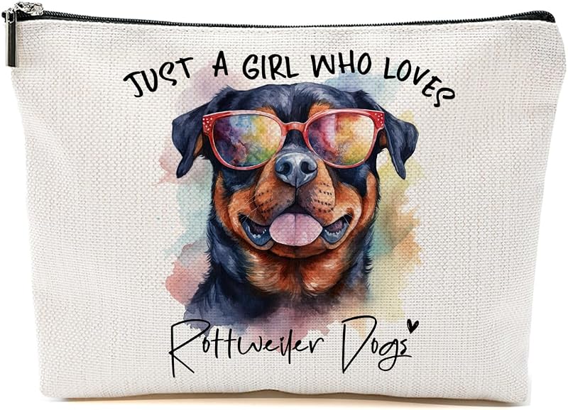 Necessaire de maquiagem CFGBFDGH com estampa de Rottweiler, multicolorida 0240