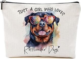 Rottweiler Gifts for Woman Makeup Bag Rottweiler Lovers Cosmetic Bag Travel Organizer Bags Makeup Pouch, Christmas Birthday Friendship Animal Lovers Gifts for Women Girls Sisters