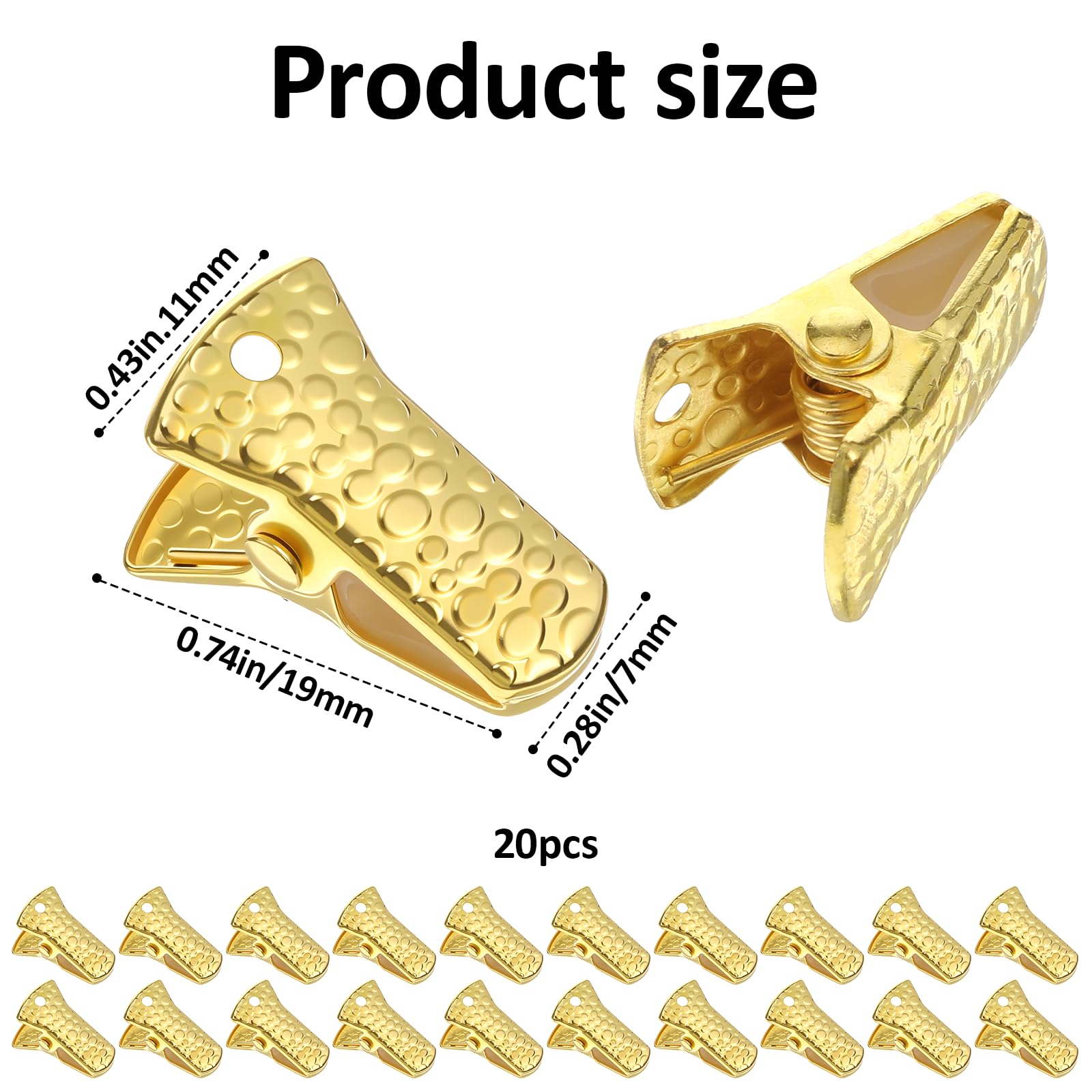 20 PCS Metal Mini Clamps Mini Alligator Clips, Mini Spring Clamp Crocodile Alligator Clips Tiny Clip Strong Suitable, Alligator Clamps for Sweater Cardigan Eyeglass Glasses Holders Lanyards Jewelry, G
