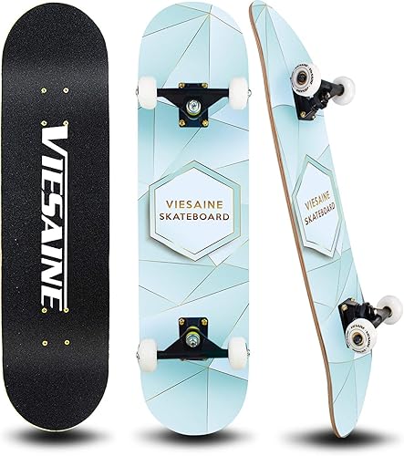 Patinetas estándar para niños, niñas, jóvenes, principiantes, patinetas completas, 31 x 8 pulgadas, arce canadiense Pro Cruiser