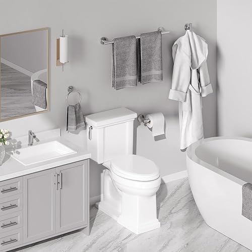 USHOWER Matte Black Bathroom Hardware Set, Modern 24-Inch Towel Bar Set Wall Mounted, Durable SUS304 Stainless Steel Bathroom Accessories Set, 4-Piece(Brushed Nickel,24 Inch)