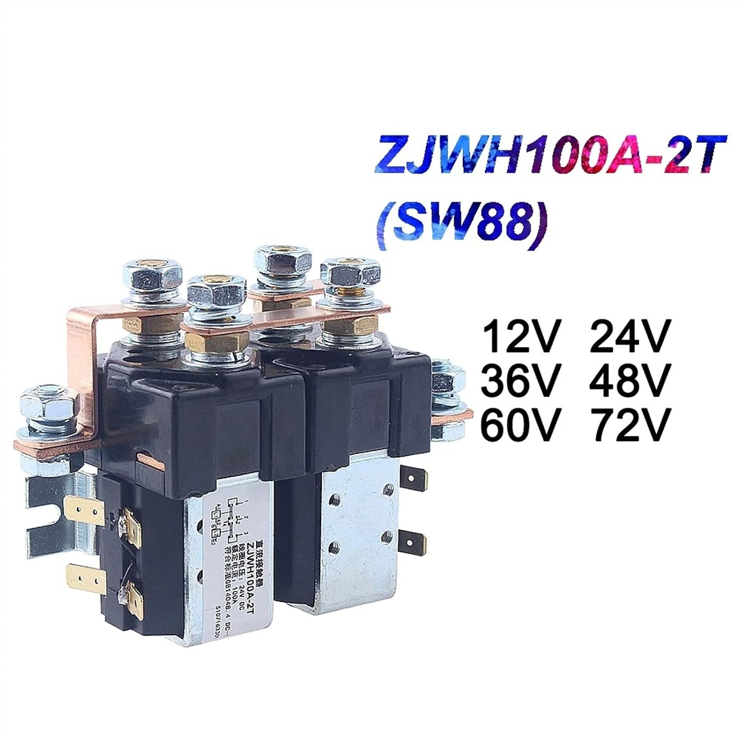SW88 2NO 2NC Voltage 12V 24V 36V 48V 60V 72V 100A DC Contactor ZJWH100A-2T for Handling Drawing 1Pcs(24V)