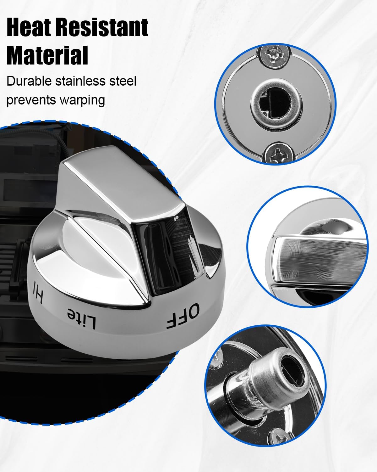 DG94-00945A Burner Control Dial Knobs Compatible with Samsung NX58H9500WS/AA-00/01/02/03 NX58H9500WS/AC-01/02/03, Gas Stove Surface Burner Control Knob Replaces DG68-00377A AP5957989 PS10067150, 5 PCS