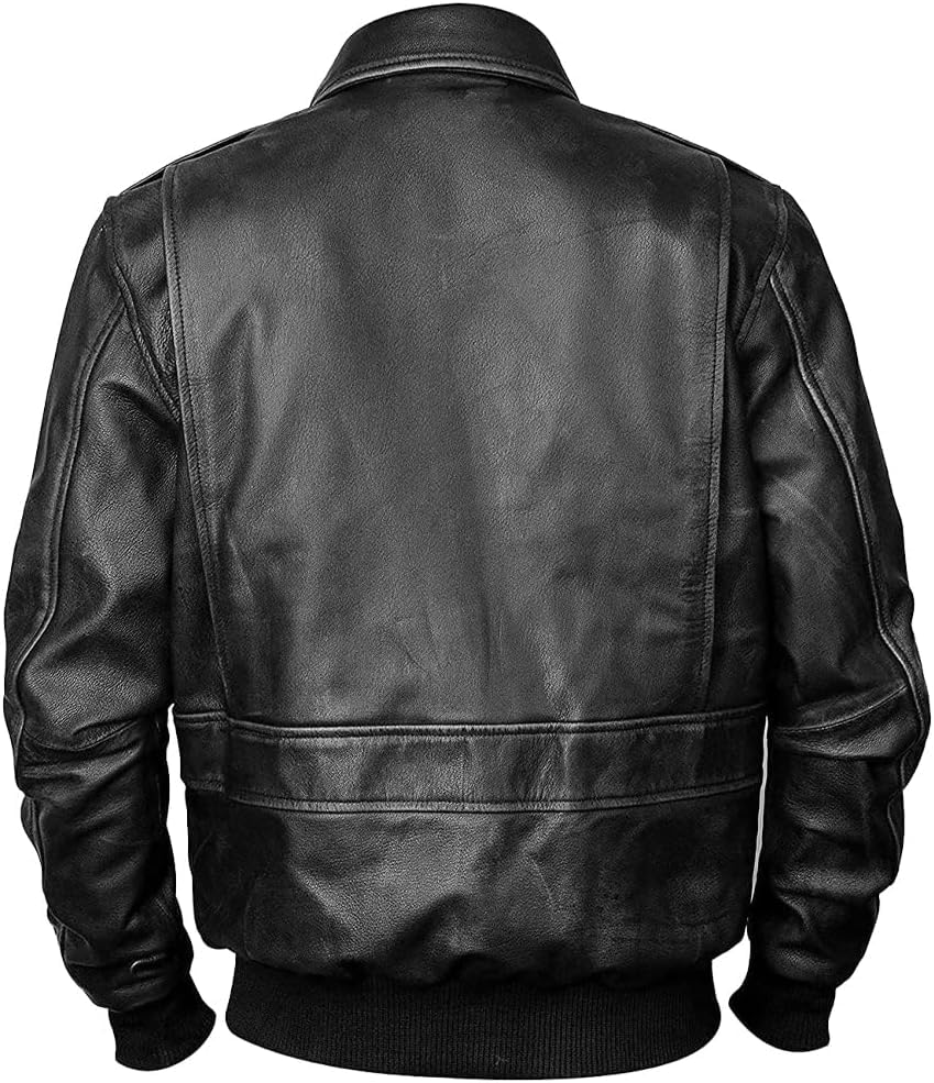 Image of Hide & Seek Men's A2 Aviator Air Force Cockpit Vintage Bomber Military Flight Pilot WWII Distressed Real Leather Jacket