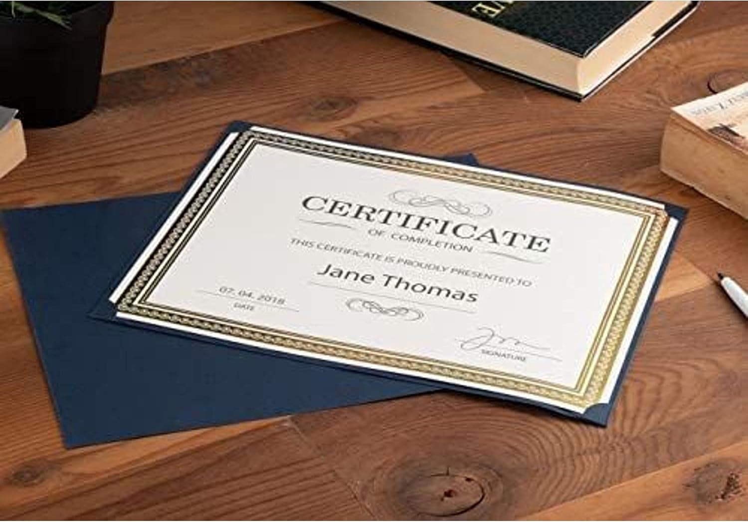 48-Pack Certificate Holder - Diploma Holder, Single Sided Holder for Letter-Sized Award Certificates and Documents Display, Navy Blue, 11.2 x 8.8 Inches : Office Products