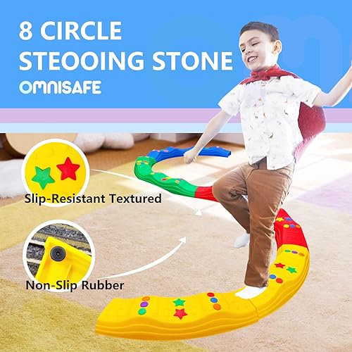 Miniatura 4 de Colored Balance Beams for Kids, Wavy Toddler Stepping Stones, 8 Pcs, Non-Slip Surface and Rubber Edges, Promote Agility, Strength, Coordination