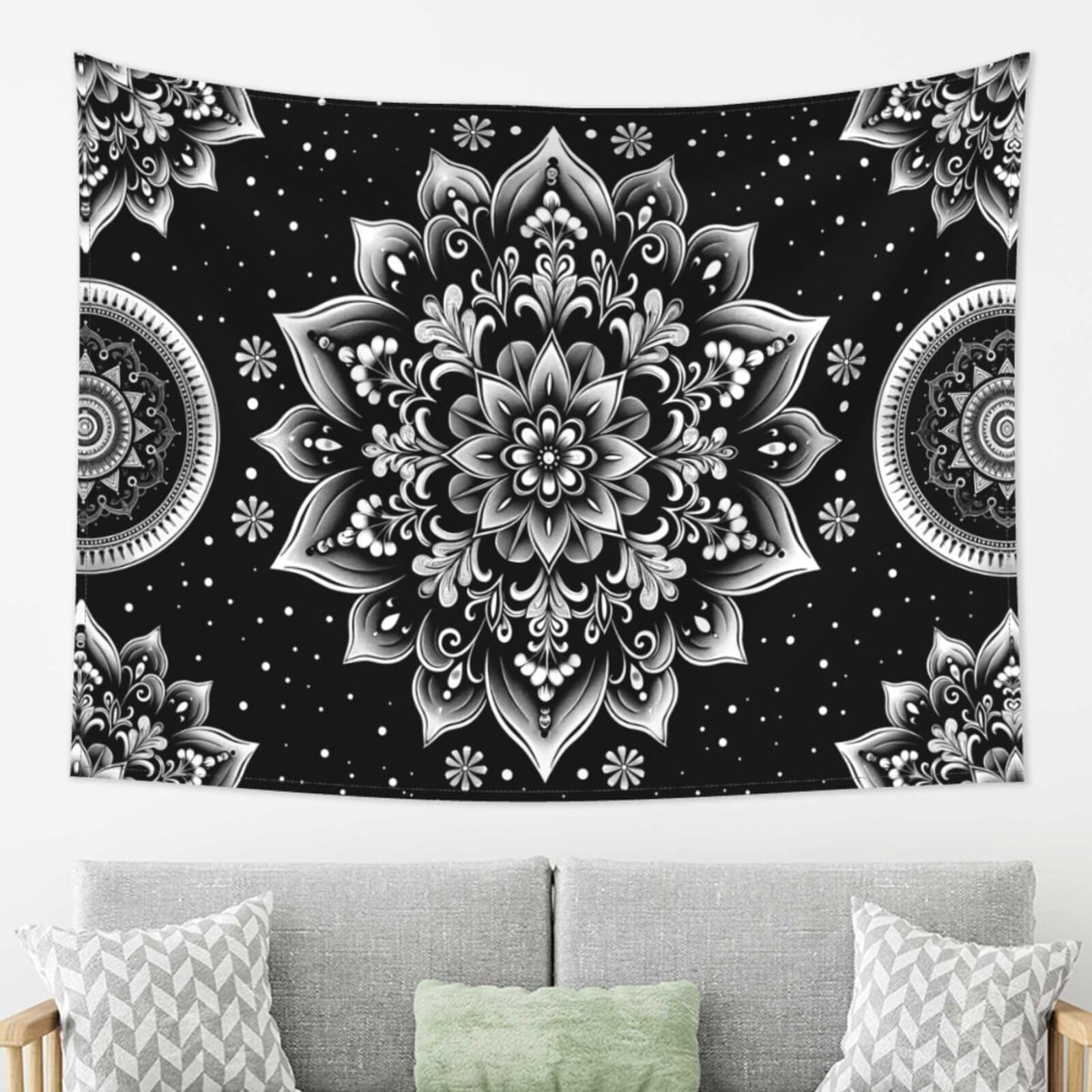 Black Golden Mandala Tapestry Astrology Wall Hanging Wall Tapestry Aesthetic Hippie Wall Decor Bohemian Wall Art Boho Home Decoration For Bedroom,