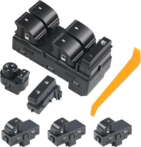 WMPHE Master - Interruptor de ventana eléctrica e interruptor de espejo e interruptor de bloqueo de puerta y 3 interruptores de ventana de pasajero