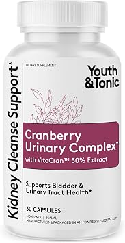 Youth & Tonic Kidney Support Supplement, Cleanse, Detox, Cranberry Extract