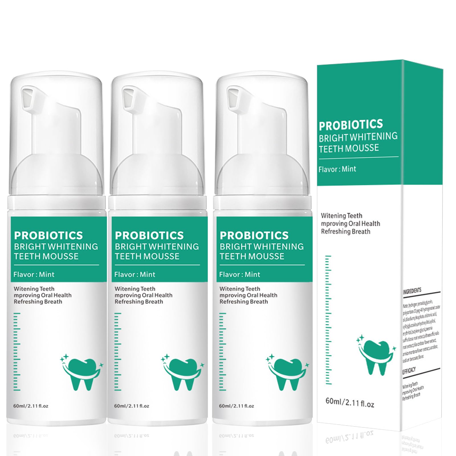 3pcs Lenaro Herbal Brightening Oral Repair Mousse, Tooth Mousse, lenaro Probiotics Bright Whitening Teeth Mousse, Lenaro Herbal Brightening Oral Repair Mousse for Refreshing Breath Deep Cleaning