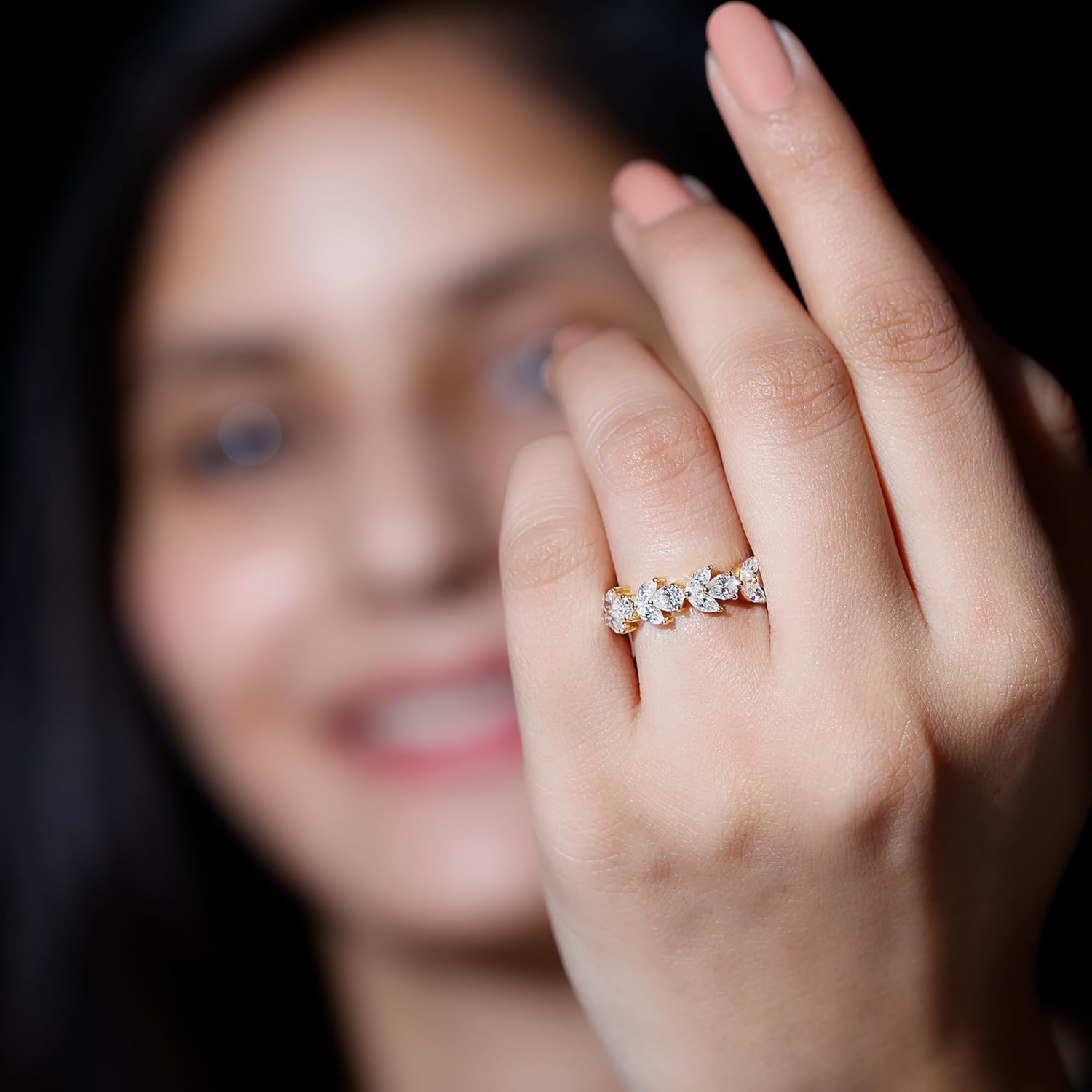 Certified Moissanite Half Eternity Ring, D-Vs1 Quality, Diamond Moissanite Anniversary Ring - Ready To Gift